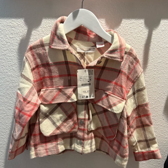 Zara Other - Plaid Kids Jacket - Pink and Cream Zara